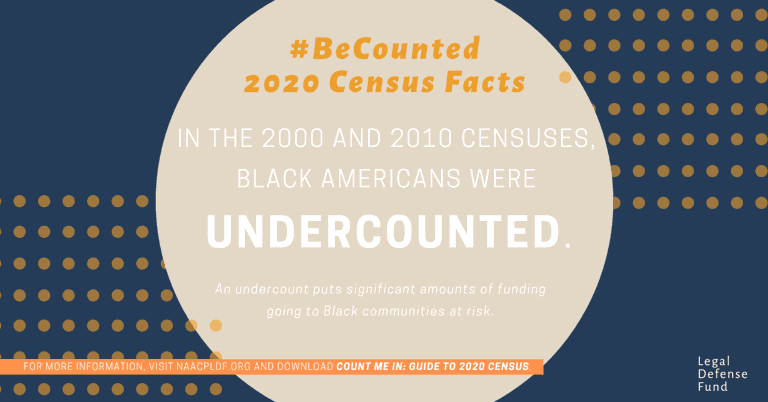 Graphic with the text Be Counted, 2020 Census Facts 